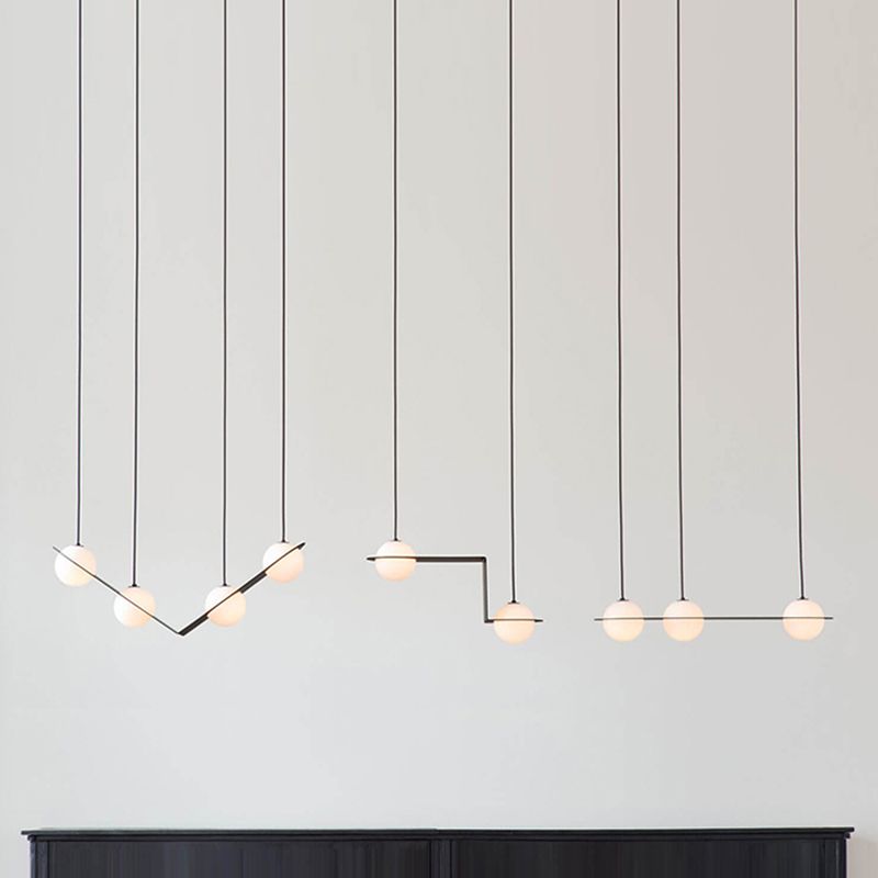 Modern Island Light Round Glass Shade Chandelier Light Fixture for Dining Room