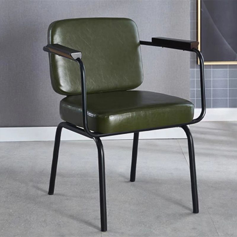 Contemporary Kitchen Dining Chair Upholstered Arm Chair in Black Legs