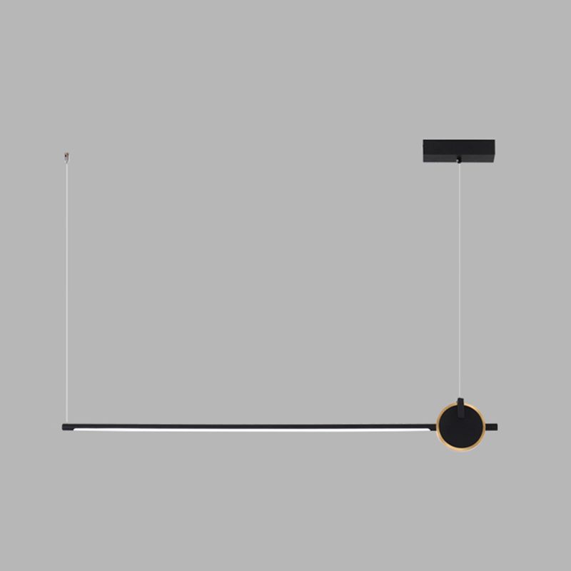 Black metal eiland licht modern 1-head lineair restaurant hangende lamp met acryl schaduw