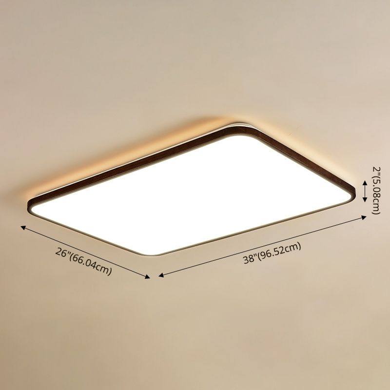 Walnut Wood Geometric Flush Mounted Light Modern Dark Brown LED Flush Light Fixture