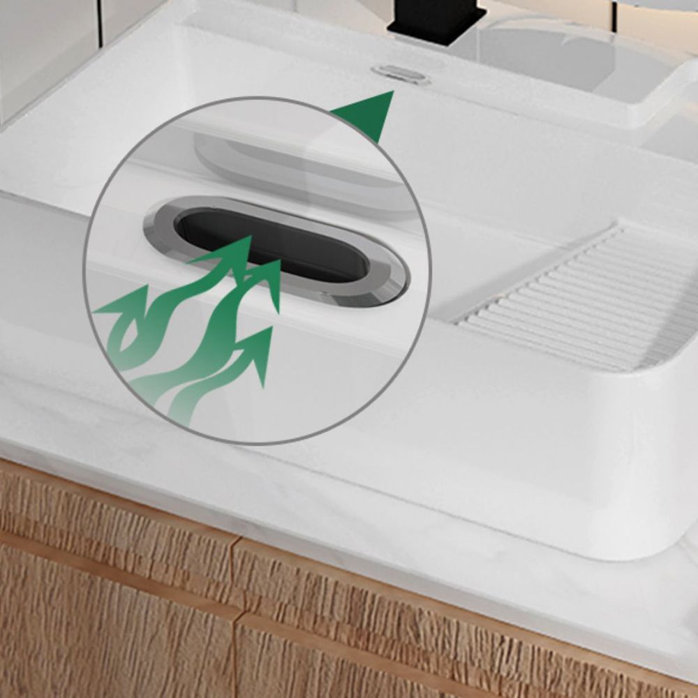 Modern Bathroom Sink Porcelain Solid Color Rectangular Vessel with Pop-Up Drain