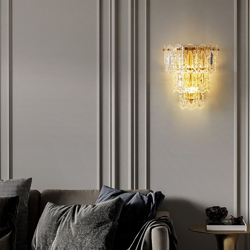 Multiple-Light Geometric Wall Light Fixture Modern Crystal Wall Sconce Light