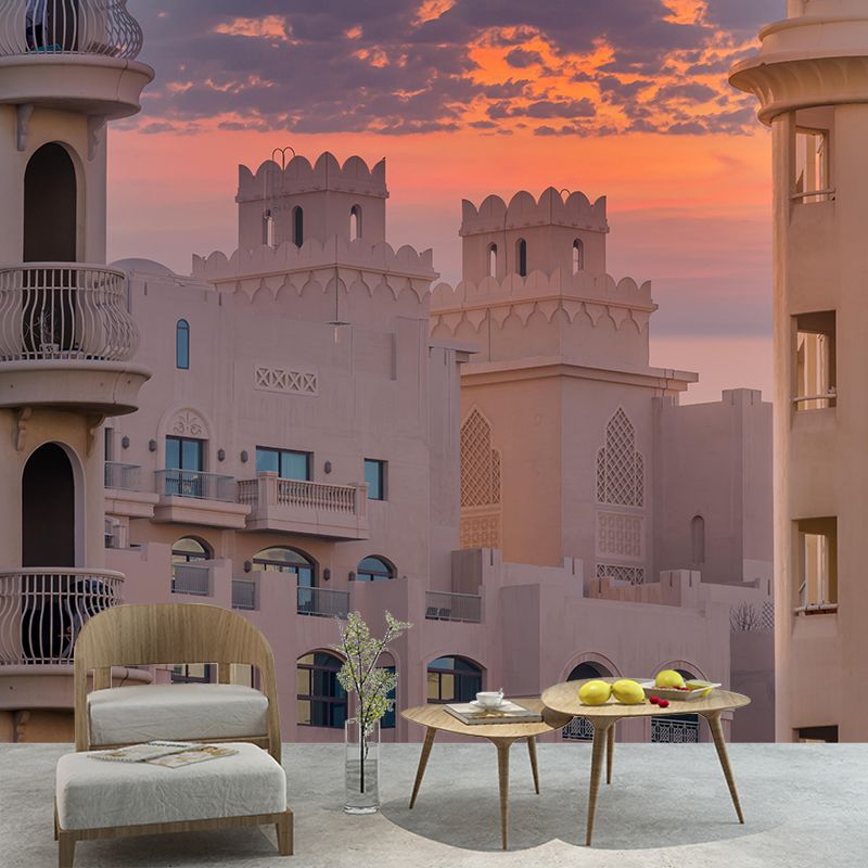 City Construction Mural Contemporary Style Wall Covering for Sitting Room