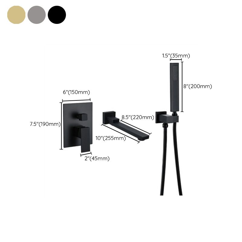 Modern Wall Mounted Metal Tub Filler Low Arc Bathroom Faucet
