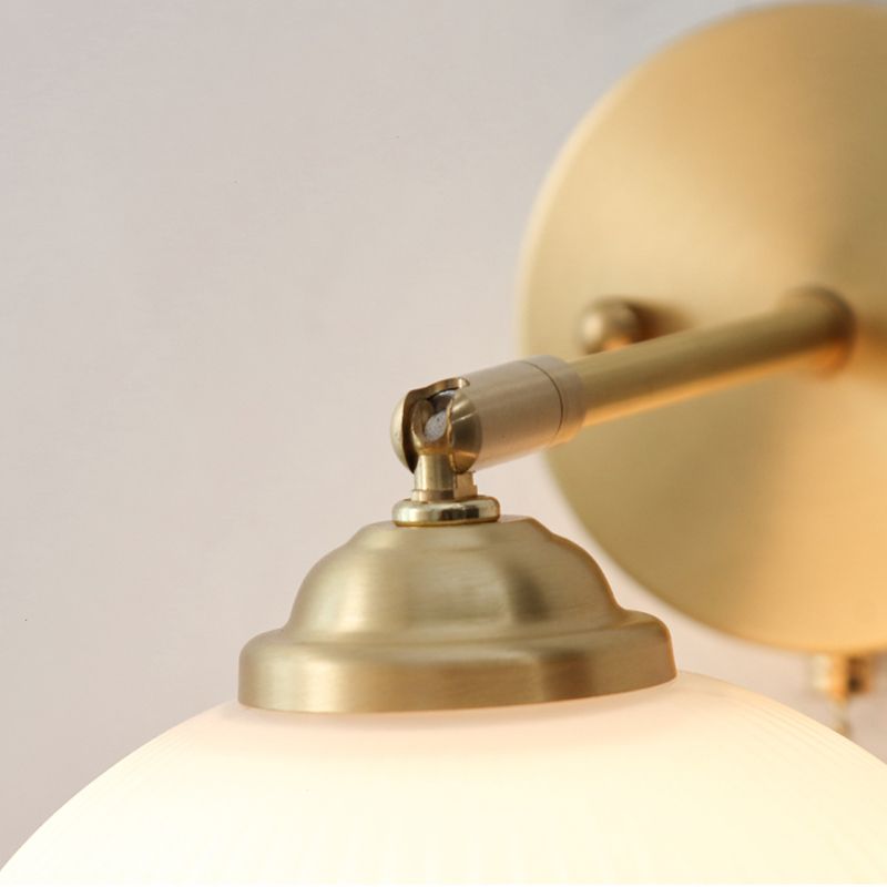 Vidrete de vidrio blanco apliques de pared de una cabeza para dormitorio de sala de estar