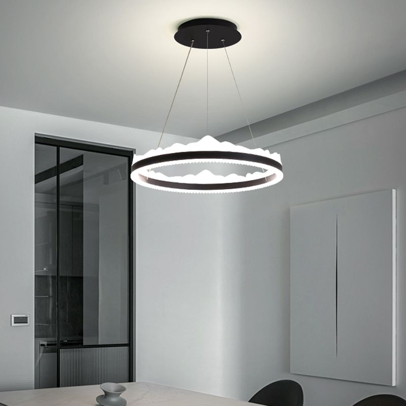 Circle Metal Pendant Light Fixture Modern Style Single Light Hanging Light Fixture