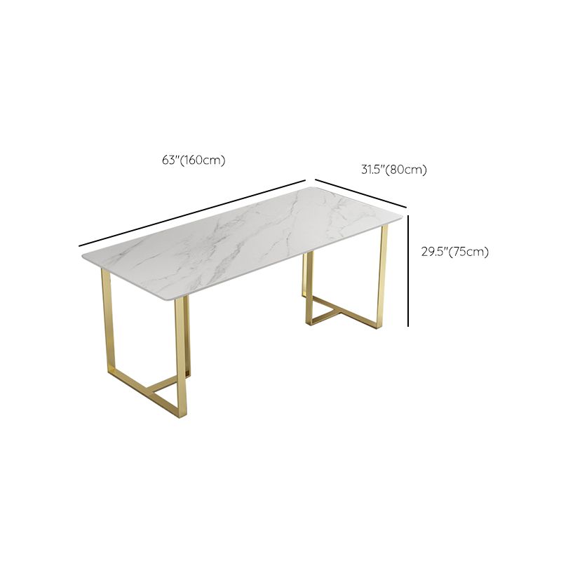 Contemporary Dining Set 1/5 Pcs Rectangle Stone Dining Table with Upholstered Chairs