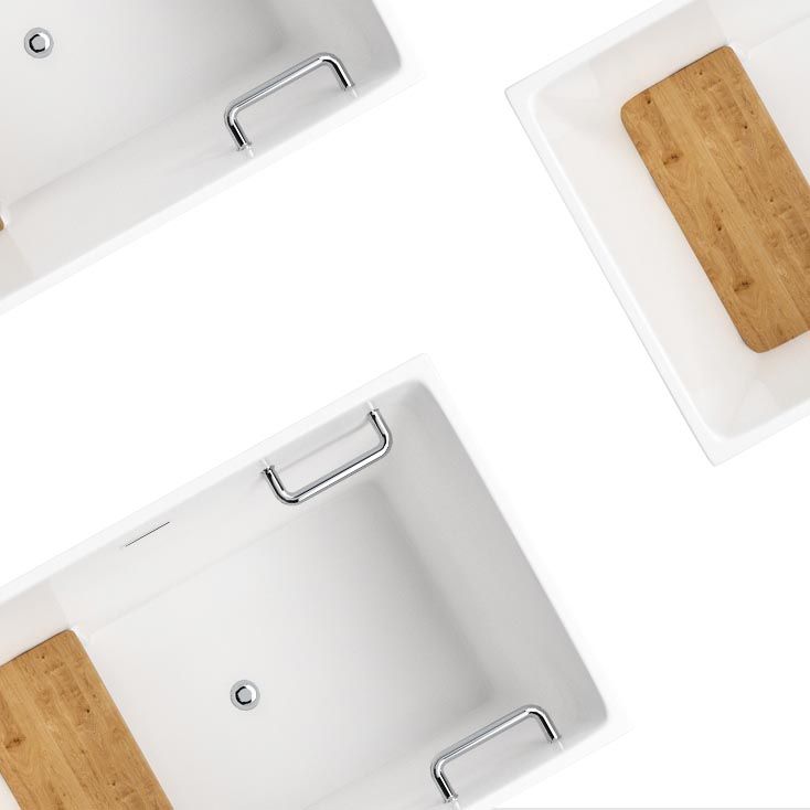 Modern Acrylic Alcove Bathtub 23.6" H Rectangular Bath Tub for Home