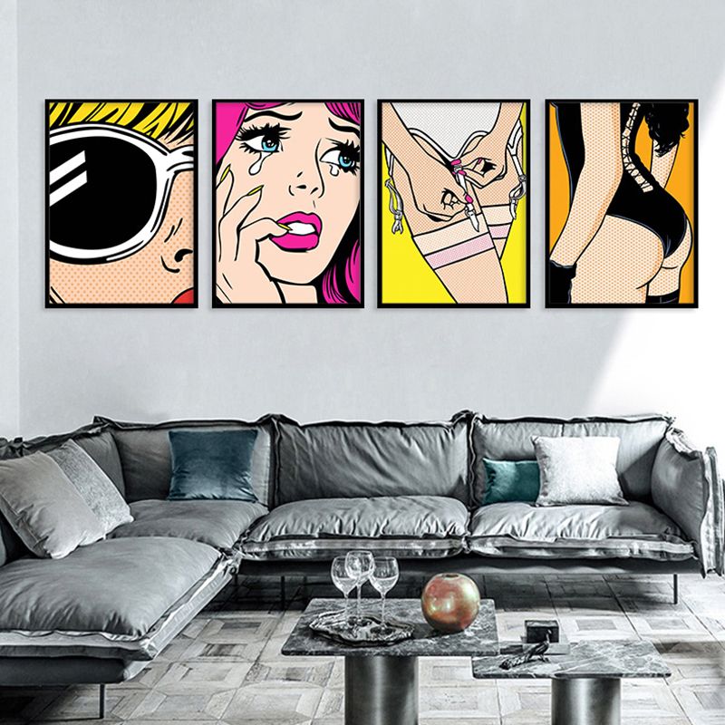 Hedendaagse Lady Wall Art voor Salon Canvas in lichte kleur, meerdere maten beschikbaar