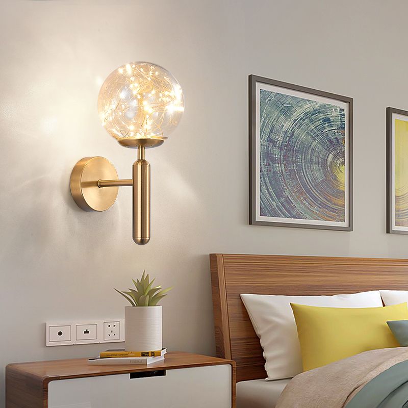 Stile moderno a forma sferica murale vetro sconce 1 illuminazione da parete leggera per accanto