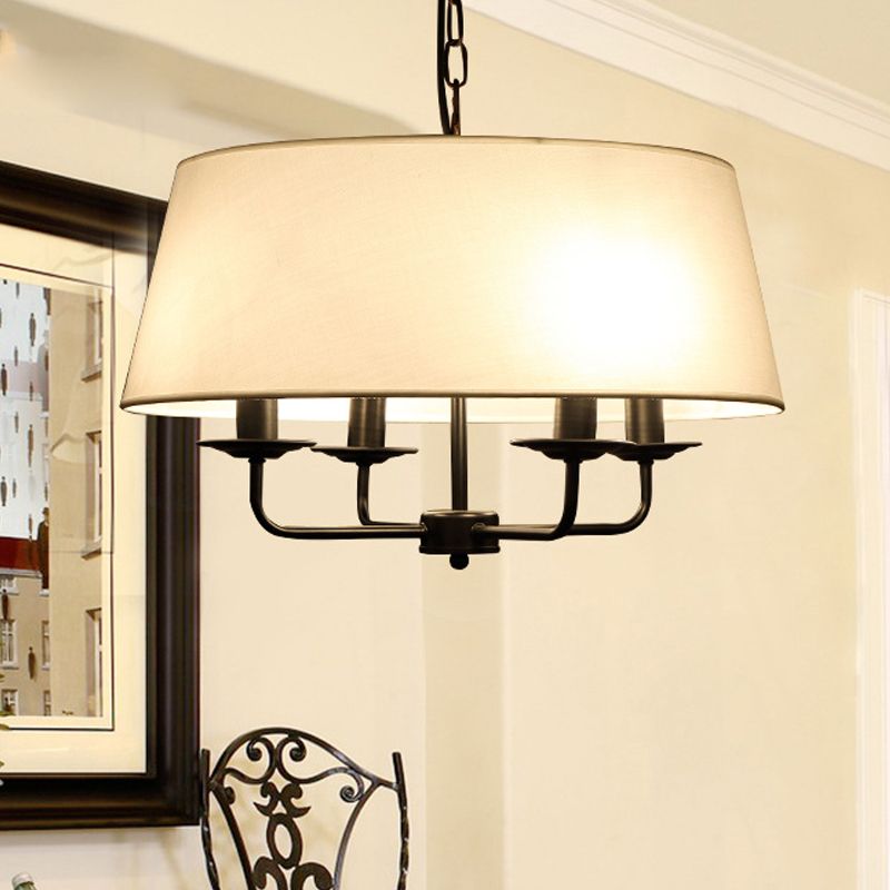 4 lampadine candela lampadario luce classica classica bianca/verde/beige tessuto appennato a soffitto con ombra tamburo