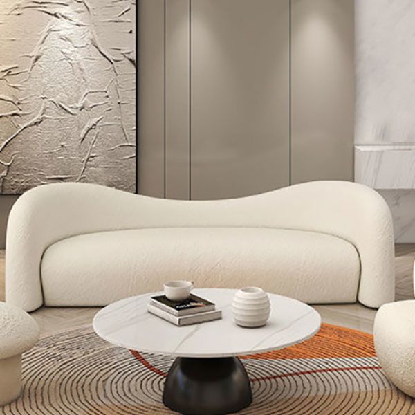 Modern Curved Loveseat Tight Seat Solid Color Sloped Arms Sofa