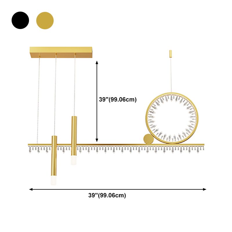 Crystal Linear Island Lamp Simplicity LED Suspension Light for Dining Room