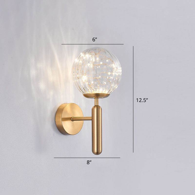 Postmodern Wall Sconce Ball LED Starry Wall Lighting with Glass Shade for Bedroom