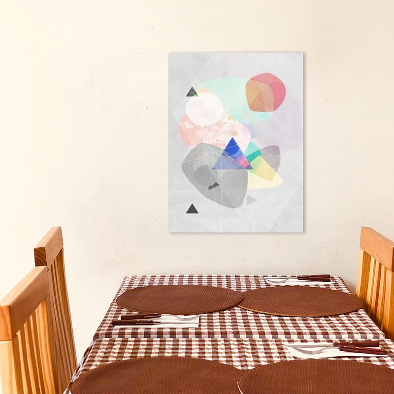 Lapped Graphic Pattern Art Print Textured Nordic Living Room Canvas in Gray and Pink