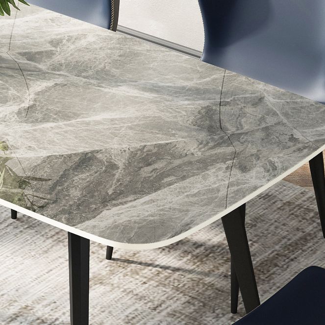 Contemporary Rectangle Table Steel Base Dining Table with 4 Legs