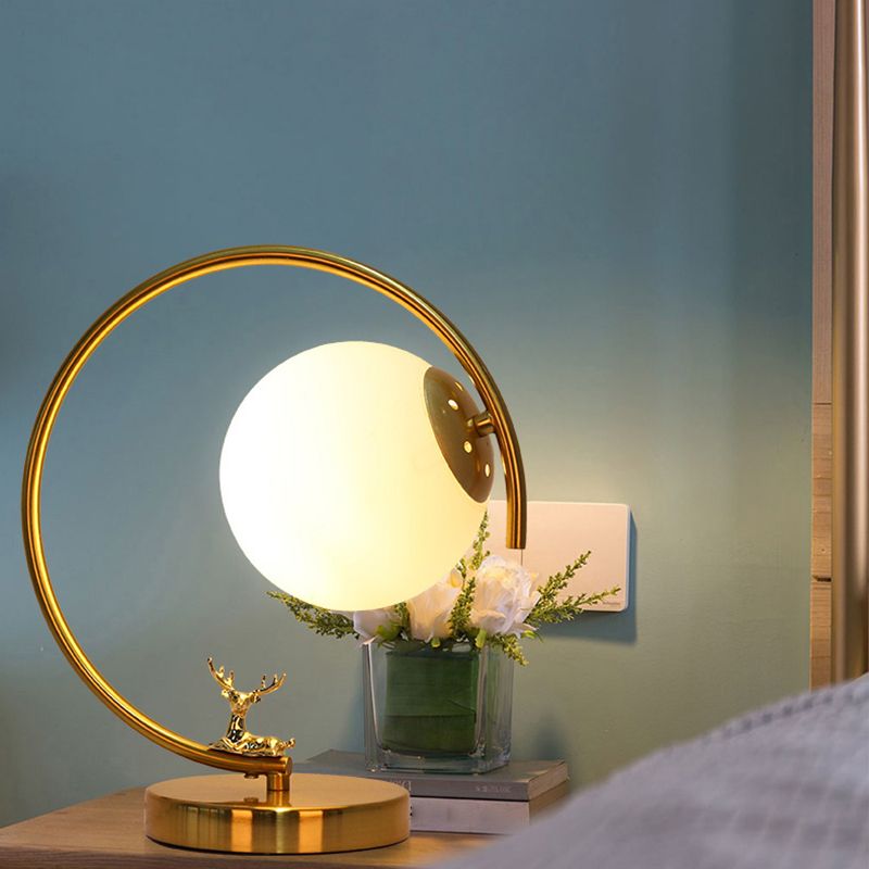 Lampade da tavolo notturno moderna Sfera vetro 1 lampada da comodino leggero in oro per camera da letto