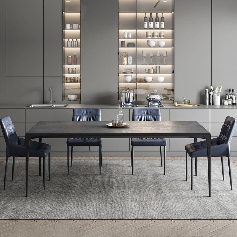 Mesa de comedor de comedor gris moderno Mesa de comedor de piedra sinterizada con 4 patas