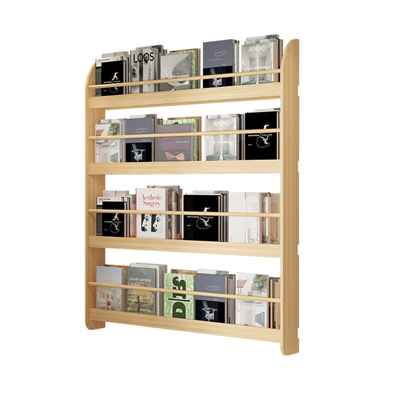 Wood Floating Bookcase Contemporary Style Wall Mounted Book Shelf