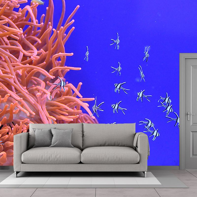 Attractive Wall Mural Coral Patterned Drawing Room Wall Mural