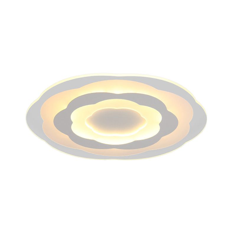 Ultrathin Layered Flower Ceiling Light Modernist Acrylic White 16.5"/20.5" Wide LED Flush Mount Lighting for Bedroom