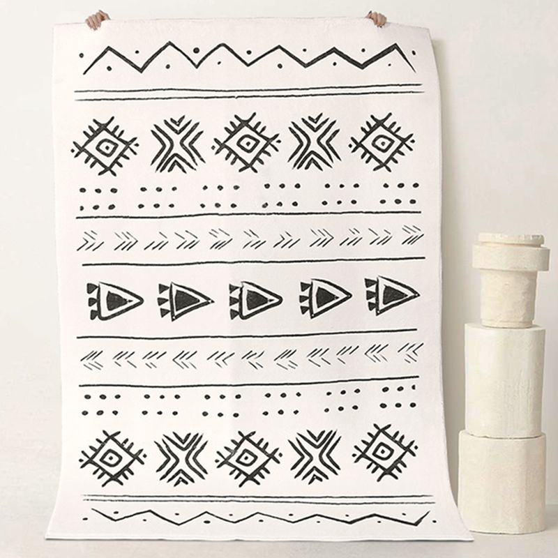 Tapis en polypropylène à imprimé Tribal White Southwestern Rapis Tribal Tribal Polypropylène Tapis antidérapant pour décoration intérieure