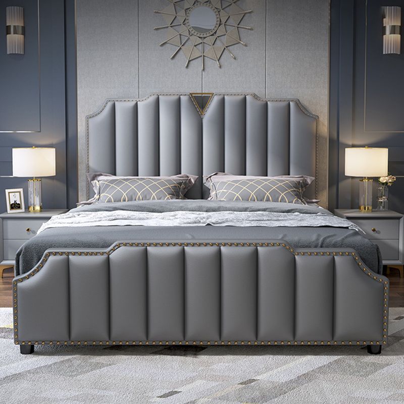 Glam Solid Wood Mattress Included with Headboard Scooped Panel Bed Frame