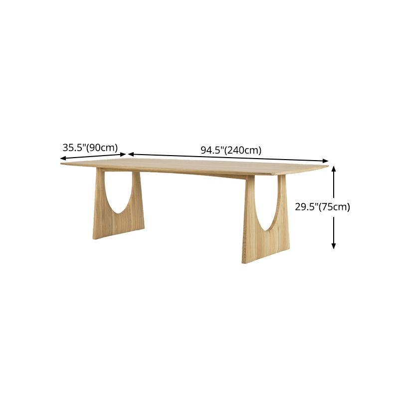 Rectangle Double Pedestal Modern Dining Table Solid Wood Fixed Table