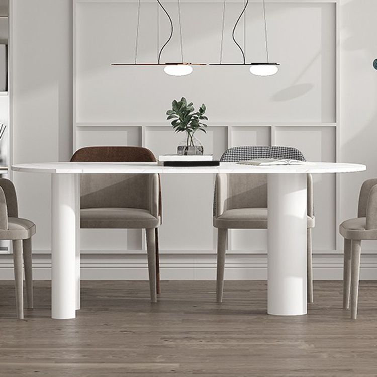 Mesa de comedor blanca contemporánea de metal mesa de piedra sinterizada para comedor