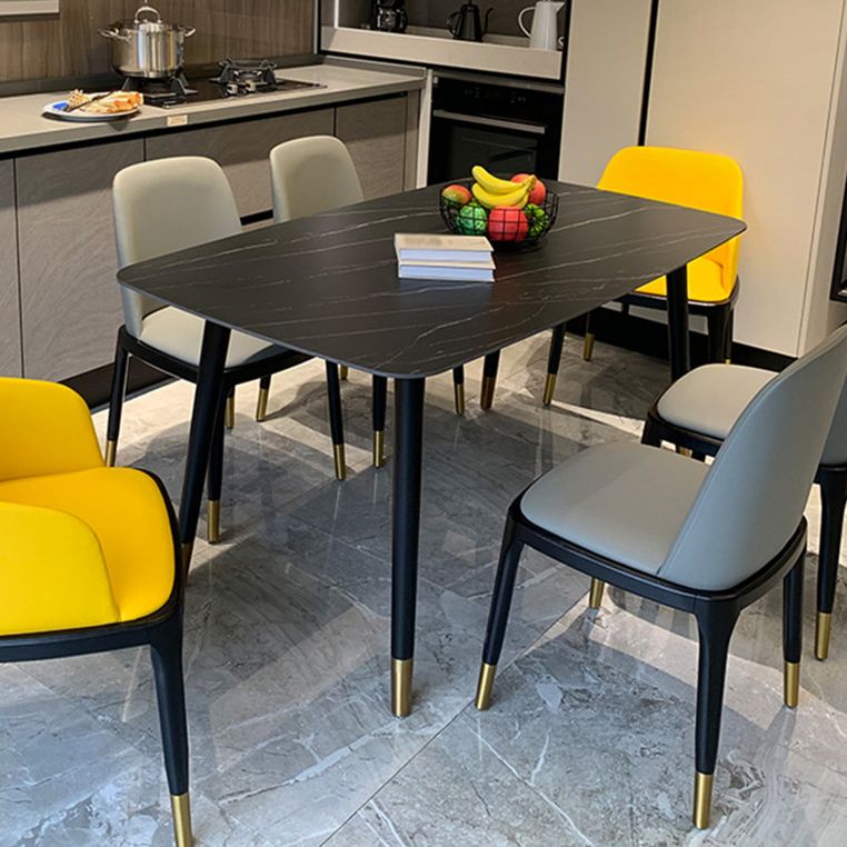 Rectangle Three-Color Dining Table Sintered Stone Table Luxury with 4 Legs