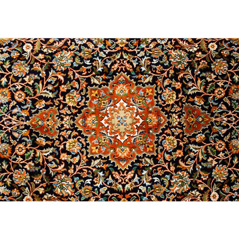 Rustic Tribal Patterned Rug Multi Colored Bohemia Rug Polyester Washable Non-Slip Backing Pet Friendly Carpet for Home