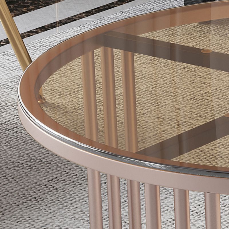 Modern Cocktail Table Round Glass / Slate Coffee Table with Storage