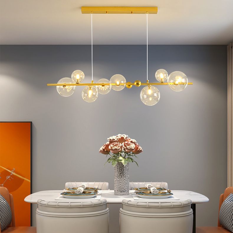 Glass Globe Island Pendant Modern 8-Lights Island Lighting for Dining Room