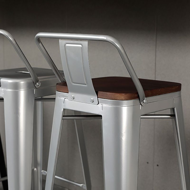 Contemporary Style Barstool Square Low Back Bar Stool with Metal Legs