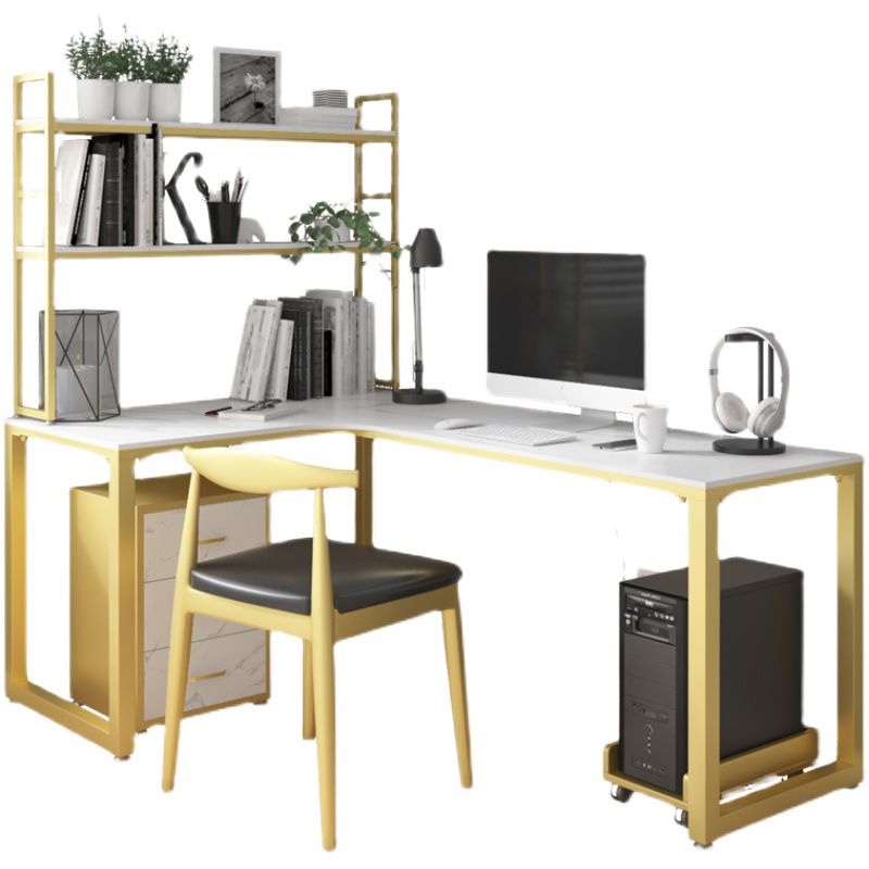 Glam Style Office Desk L-Shape Office and Study Room Writing Desk