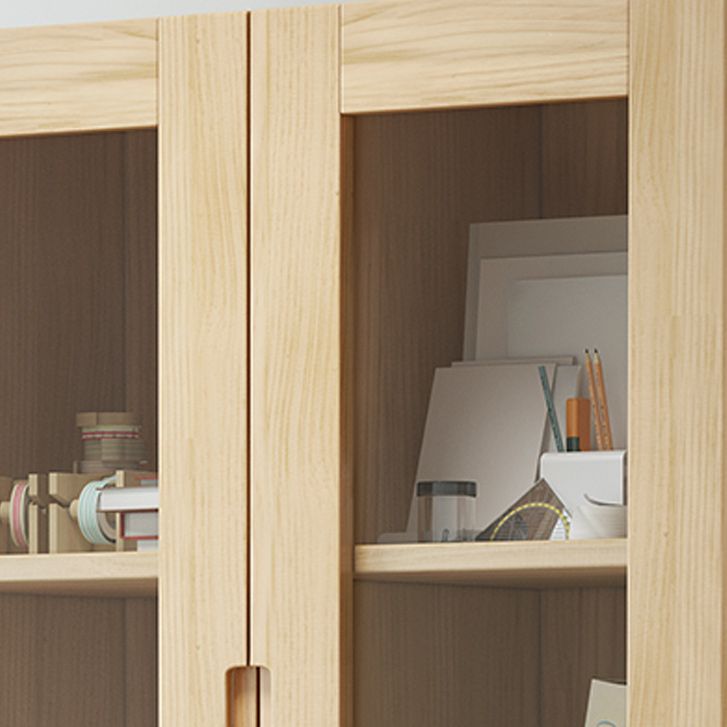 Contemporary Cabinet Rectangle Glass Paned With Doors Pine Accent Cabinet