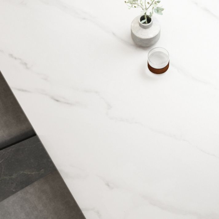 Rectangle Sintered Stone Two-Color Dining Table Simplicity 4 Legs Table for Dining Room