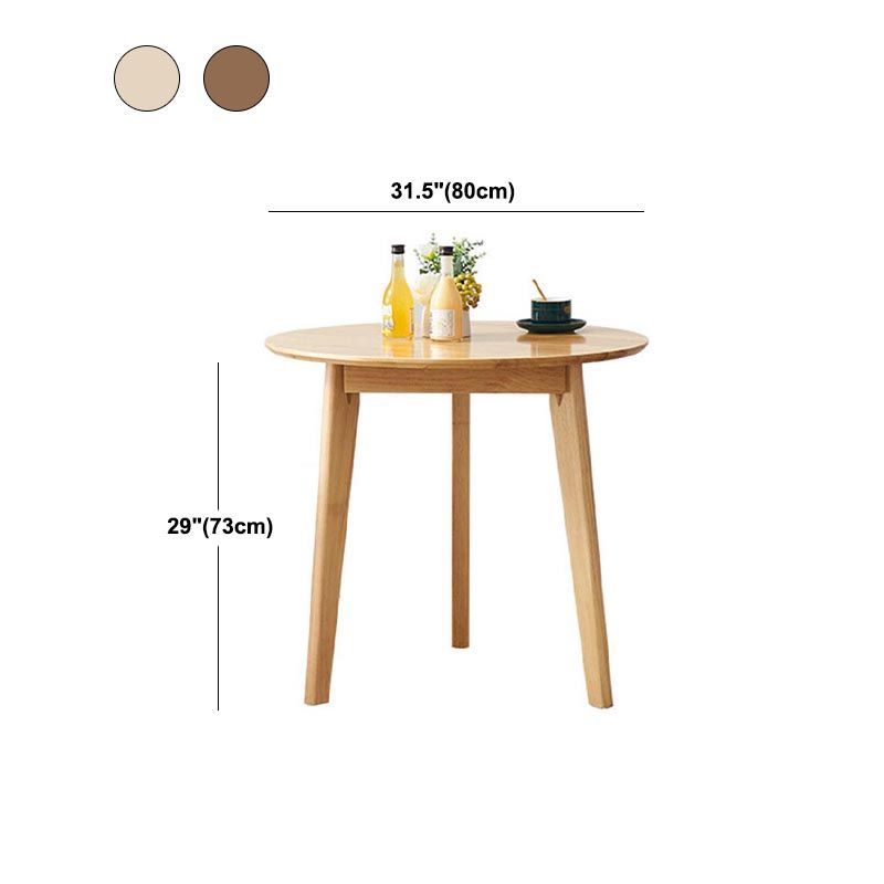Rubberwood Solid Wood Dining Table Round Dining Table in Walnut and Natural