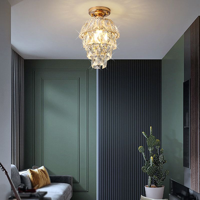 Modern Simple Crystal Ceiling Light Cylinder Shape Ceiling Lamp for Bedroom