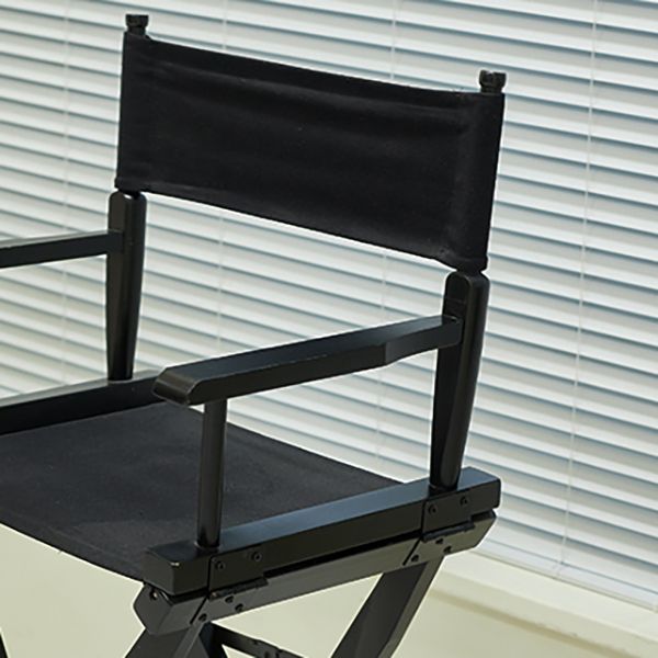 Industrial Backrest Arm Counter Stool Solid Wood Bar Stool with Canvas Cushion