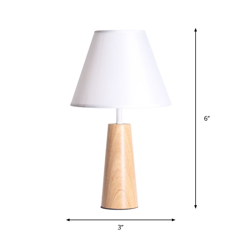1 luce da letto leggera Lampada notturna in stile moderno luce in legno con tonalità in tessuto conico