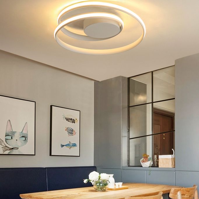 Aluminium Swirl Wave Semi Led Flush Mount Plafond Lights Modern 1 Light Semi Flush Light