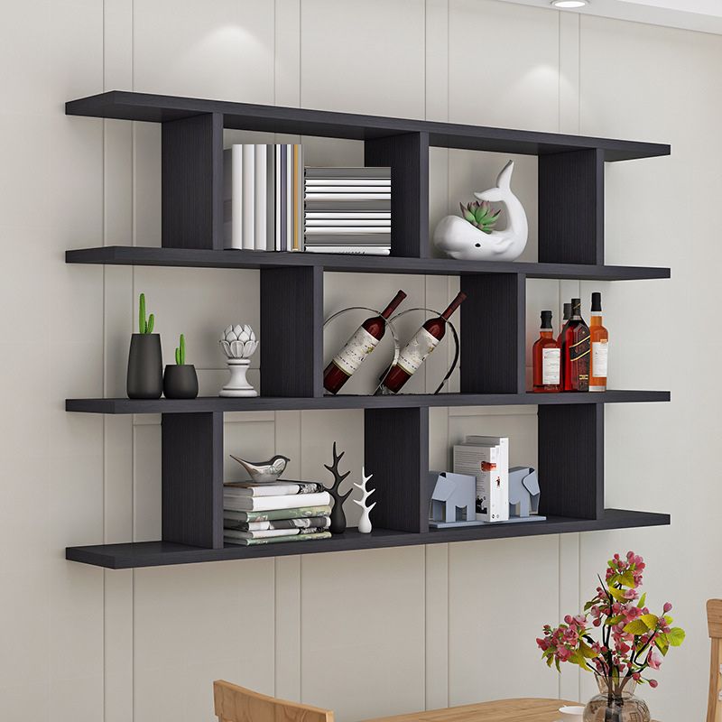 Contemporary Engineered Wood Bookcase Wall Mounted Book Shelf for Office