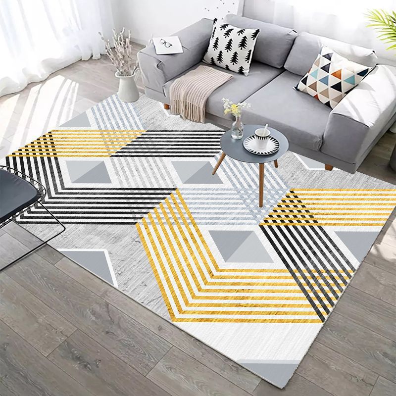 Pink Contemporary Rug Polyester Geometric Rug Washable Rug for Living Room