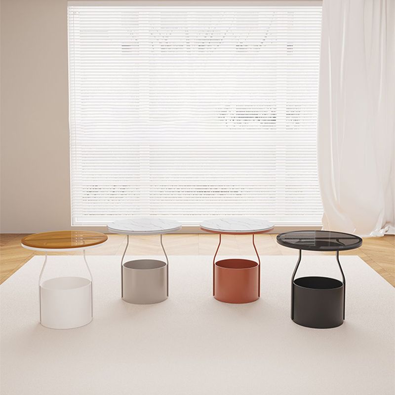 Modern 19.68-inch Tall Metal Abstract Side Table Round Top End Table with Storage