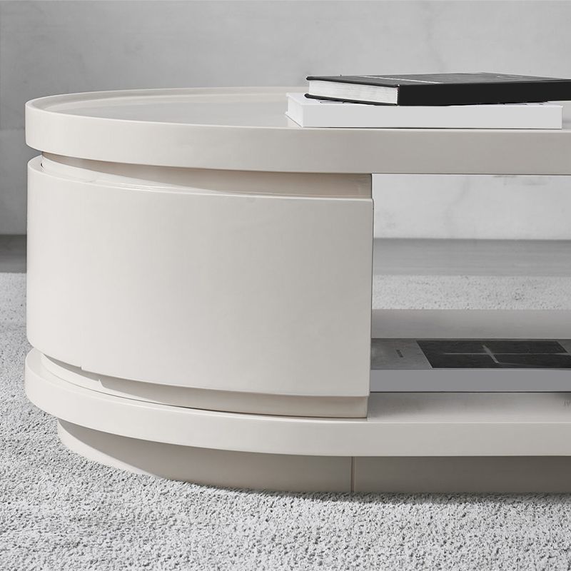 Wood Coffee Cocktail Table Abstract Coffee or End Table with 4 Storage Drawers