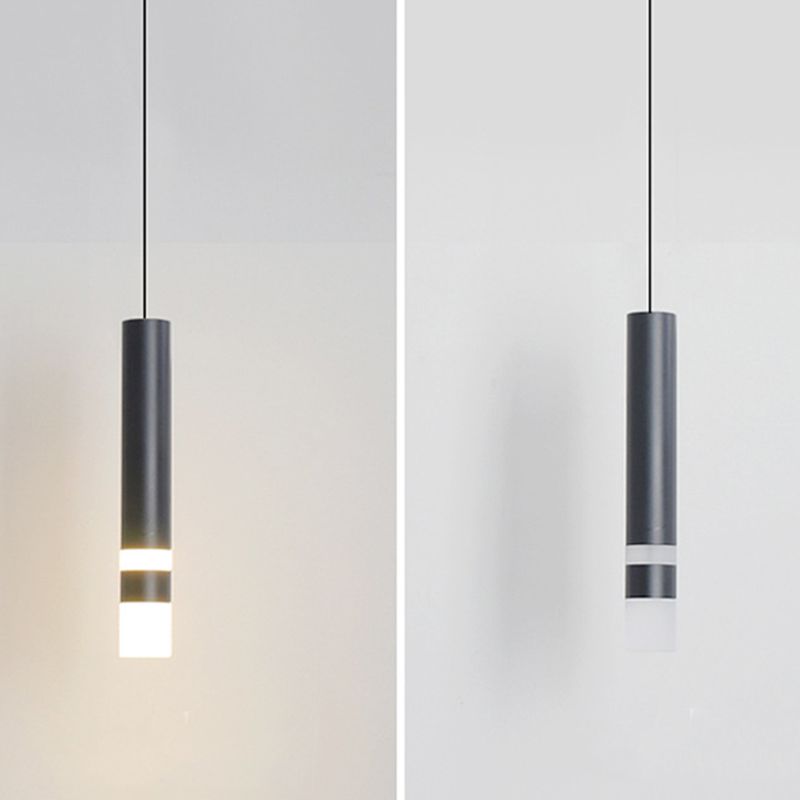 Nordischer zylindrischer Anhänger Beleuchtung Metall Küchenbar LED Downlight in Schwarz
