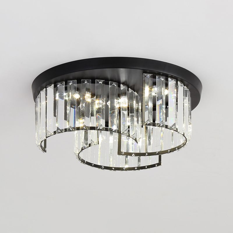 Black Windmill Shaped Ceiling Fixture Modern Prismatic Crystal LED Flush Mount Lighting