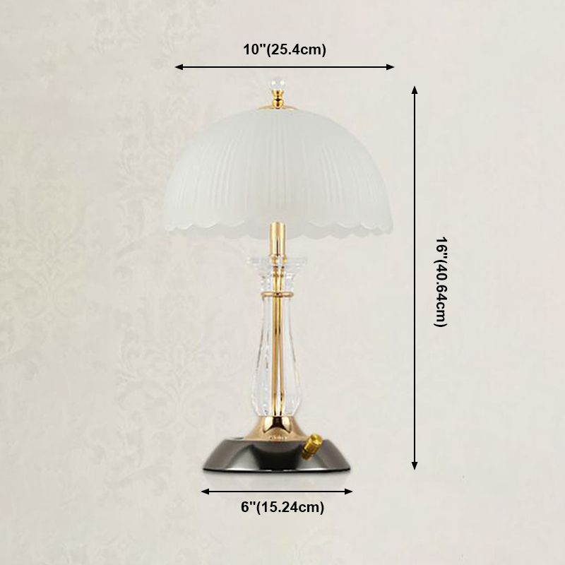 Lampada da tavolo a cupola in vetro contemporaneo 2 comodini leggeri per camera da letto in bianco