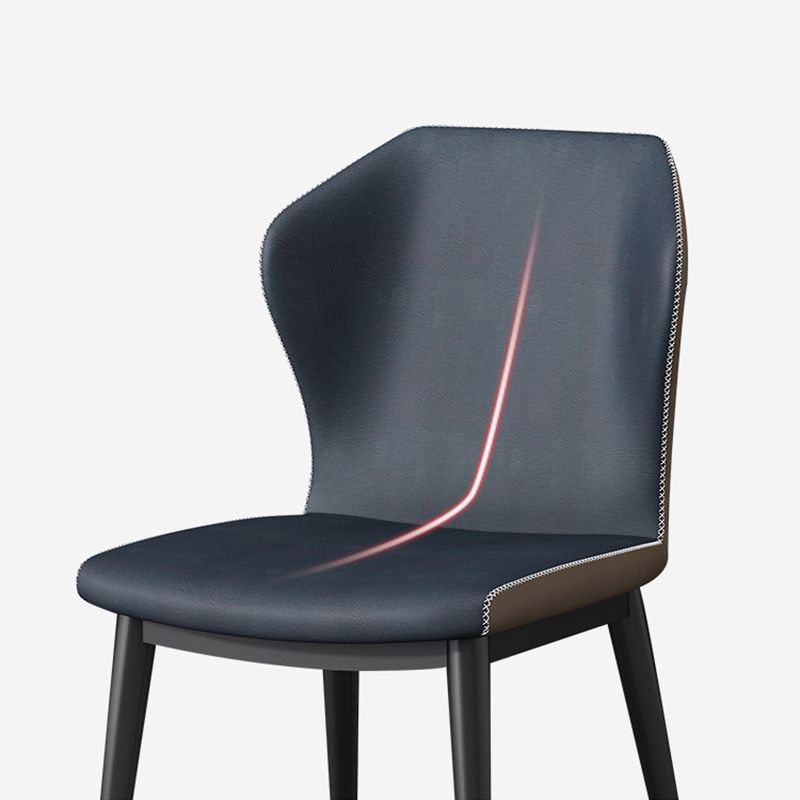 Chaises de salle à manger contemporaines en métal Chaises sans accoudoirs en similicuir (Ensemble de 4)